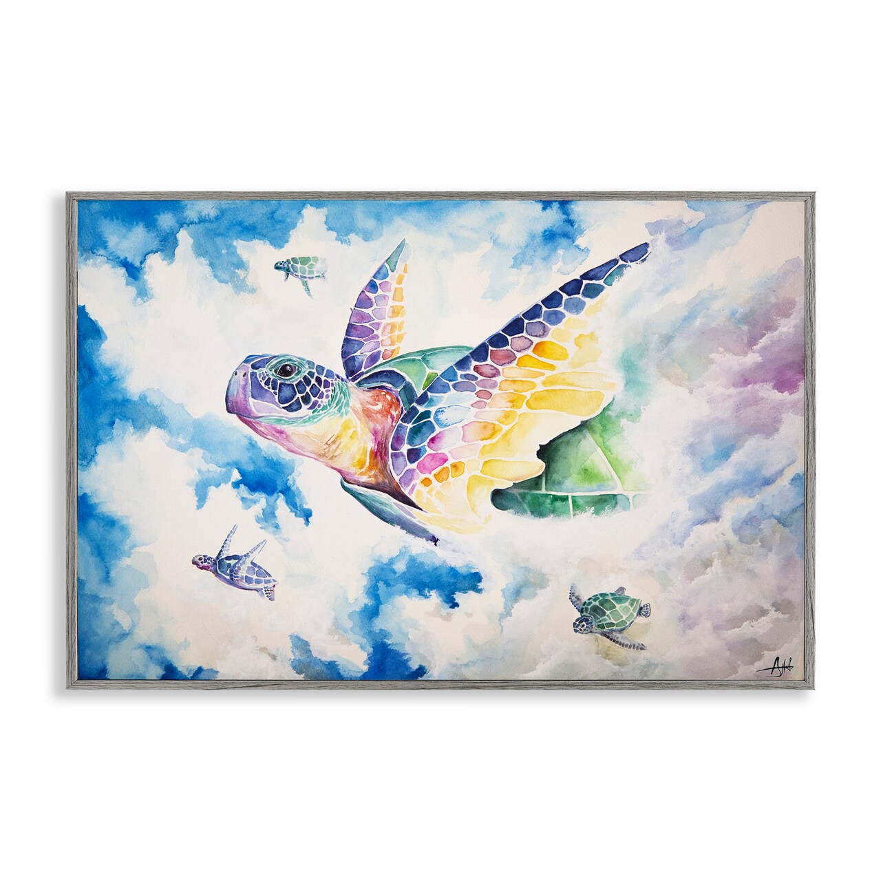 Stupell Industries Skyward Sea Turtles Framed Giclee, design by Marc Allante